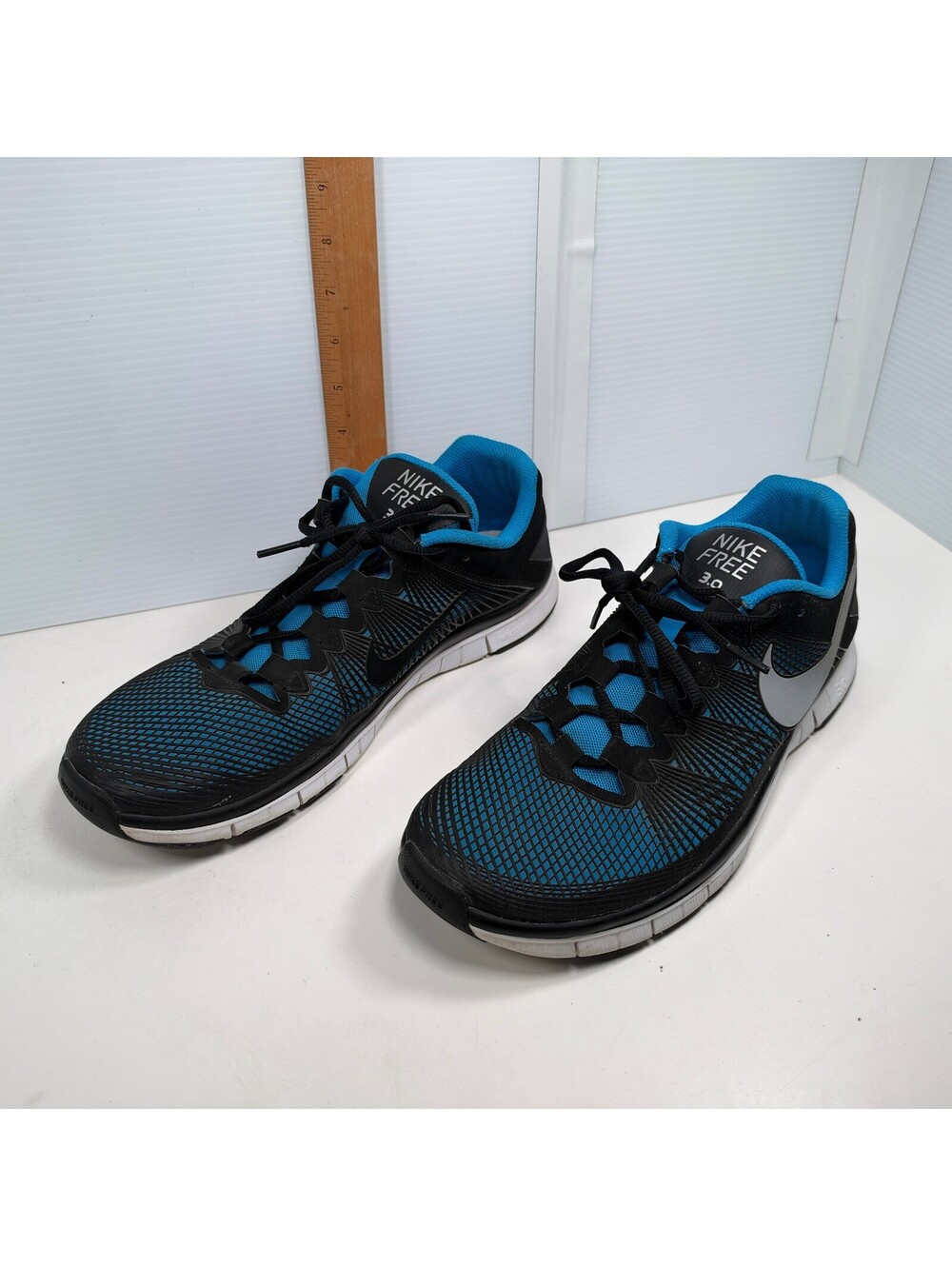 Nike Free 3.0 Mens Running Shoes Black Blue Barefoot Lightweight Size 11.5
